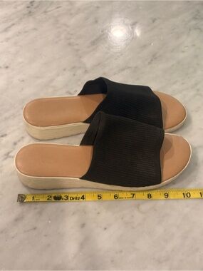 Kensie Black Stretch Knit Slide Platform Sandals Flatform Slip On Women's Size 9